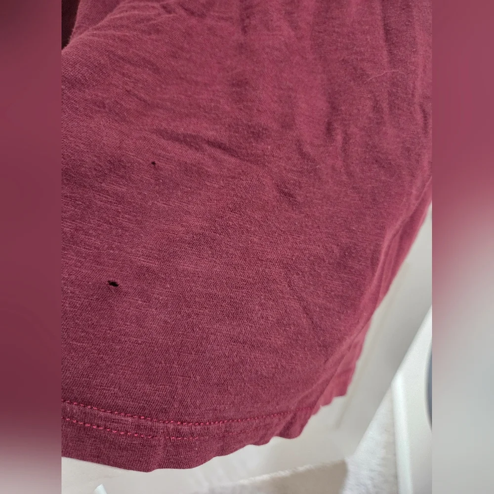 American Eagle Burgundy Henley Shirt - Picture 8 of 9